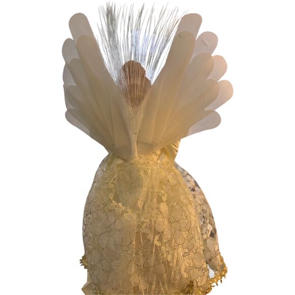 Kurt Adler 14" Lighted Gold & Ivory Angel Tree Topper - Fiber Optic - Picture 3 of 6